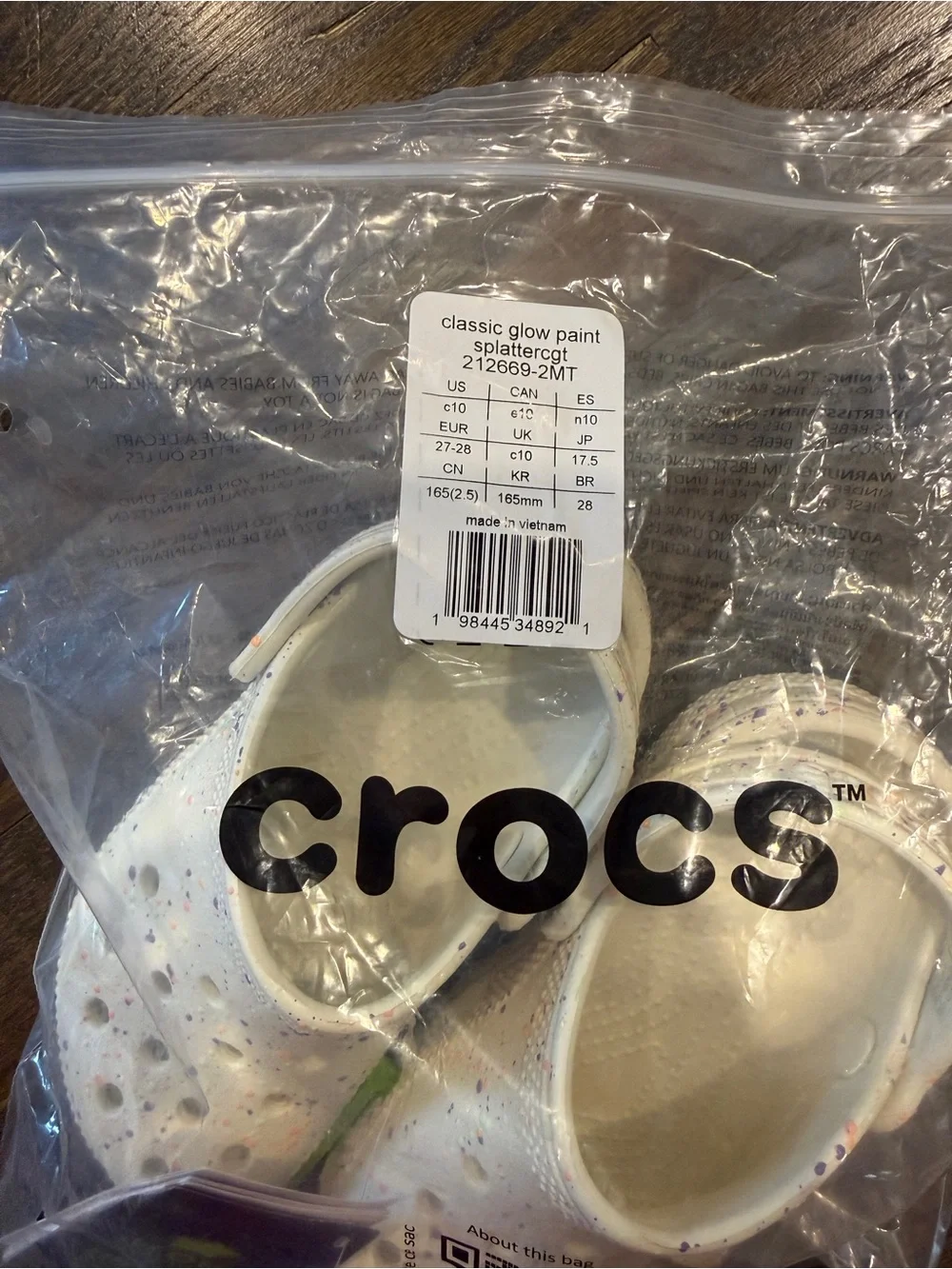 CROCS Kids Classic Clog in Cream with Multicolor Speckle